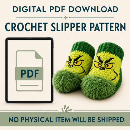 Green Christmas Slippers Crochet Pattern PDF | Cozy Holiday Socks