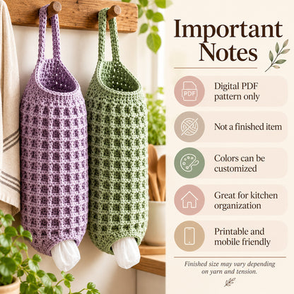 Crochet Plastic Bag Holder Pattern PDF – Hanging Kitchen Organizer