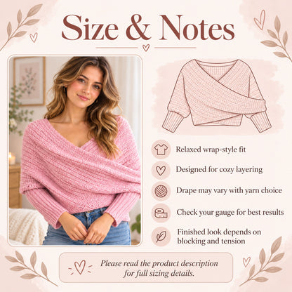 Pink Wrap Crochet Sweater Pattern PDF