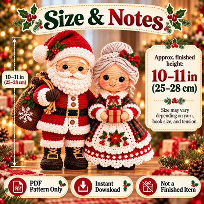 Santa & Mrs. Claus Crochet Pattern Bundle – Christmas Amigurumi PDF