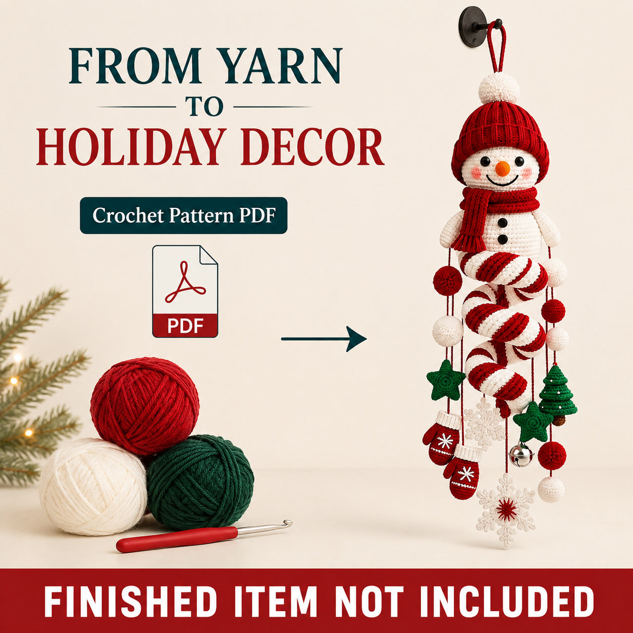 Snowman Spiral Hanging Crochet Pattern PDF | Christmas Amigurumi