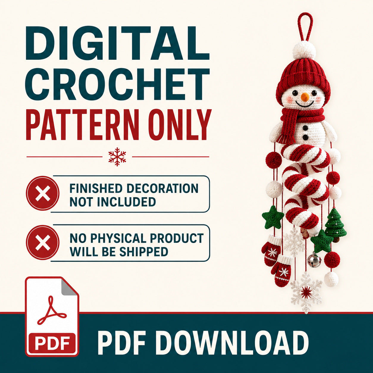 Snowman Spiral Hanging Crochet Pattern PDF | Christmas Amigurumi