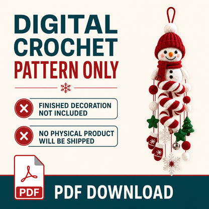 Snowman Spiral Hanging Crochet Pattern PDF | Christmas Amigurumi