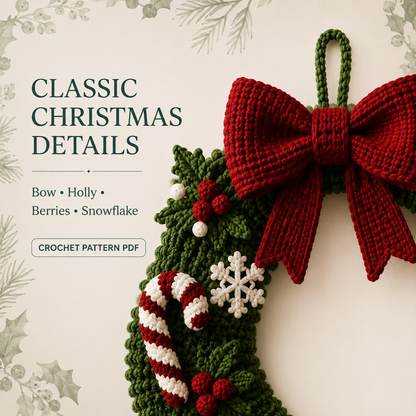 Crochet Christmas Wreath Pattern PDF – Santa, Reindeer & Holiday Decor | Digital Download, Beginner-Friendly Amigurumi Tutorial