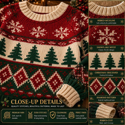 Nordic Christmas Crochet Sweater Pattern PDF – Step-by-Step Holiday Jumper Pattern, Christmas Colorwork Sweater, XS–2XL