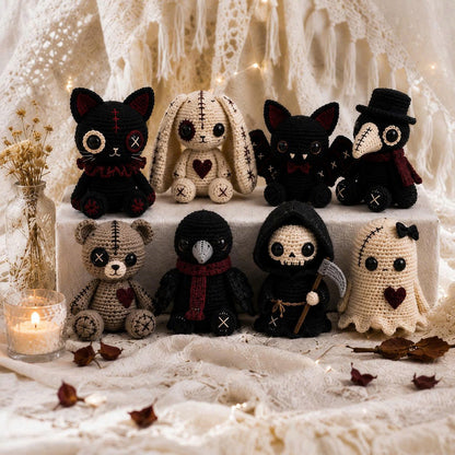 Gothic Crochet Pattern Bundle PDF – 8 Spooky Amigurumi Dolls, Halloween Crochet Patterns, Instant Download-TDS