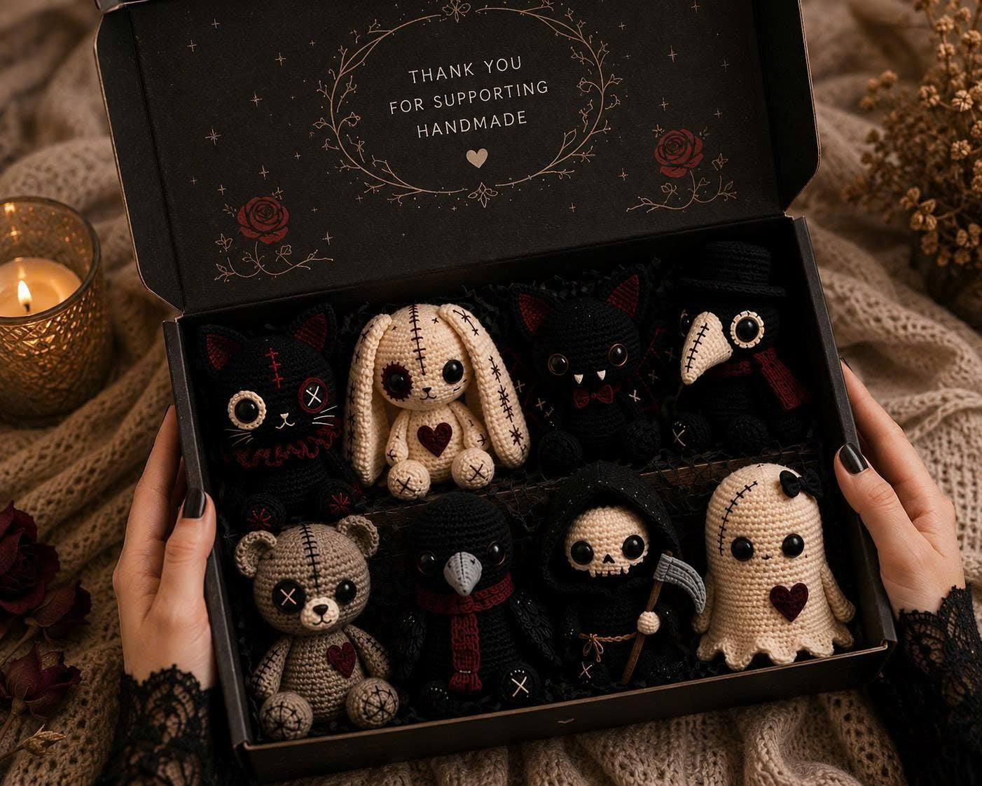 Gothic Crochet Pattern Bundle PDF – 8 Spooky Amigurumi Dolls, Halloween Crochet Patterns, Instant Download-TDS