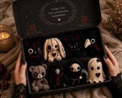 Gothic Crochet Pattern Bundle PDF – 8 Spooky Amigurumi Dolls, Halloween Crochet Patterns, Instant Download-TDS