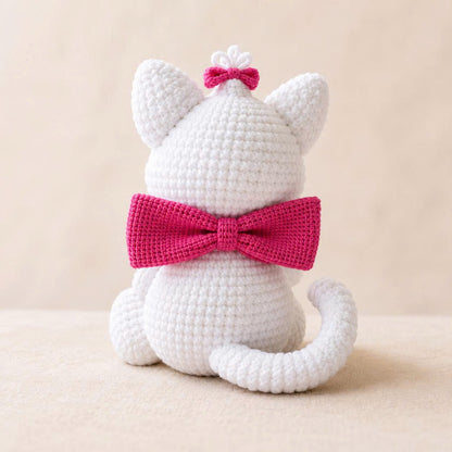 Kitty with a Bow Crochet Pattern PDF – Easy Low-Sew Cat Amigurumi Pattern, Plush Kitten Crochet Pattern, English Digital Download- TDS