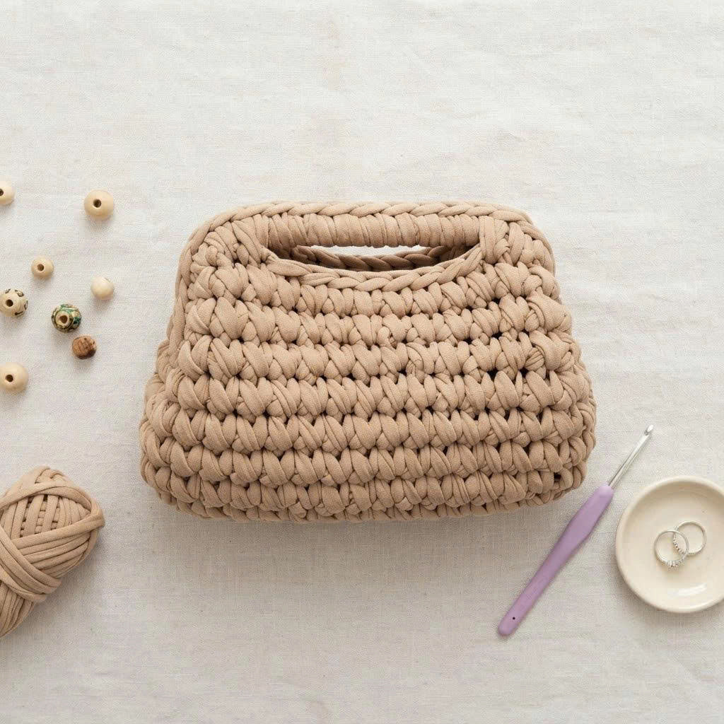 Crochet Clasp Bag Pattern PDF | Step-by-Step Beginner Purse Tutorial | T-Shirt Yarn Handbag Pattern