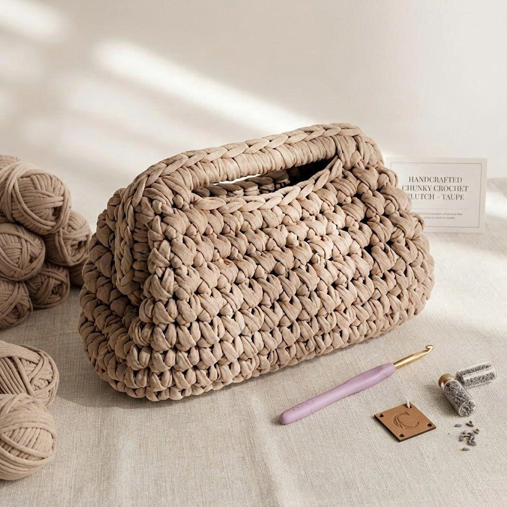 Crochet Clasp Bag Pattern PDF | Step-by-Step Beginner Purse Tutorial | T-Shirt Yarn Handbag Pattern