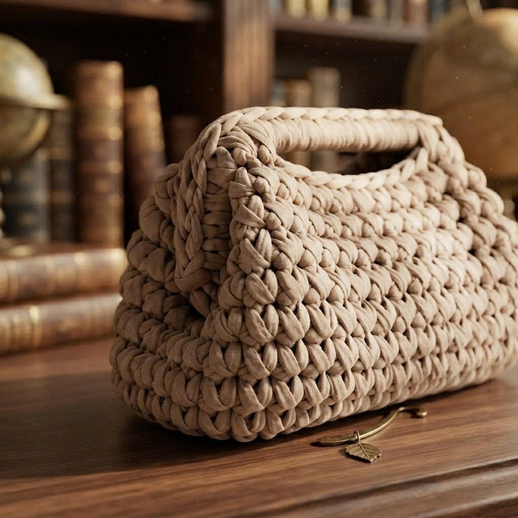 Crochet Clasp Bag Pattern PDF | Step-by-Step Beginner Purse Tutorial | T-Shirt Yarn Handbag Pattern