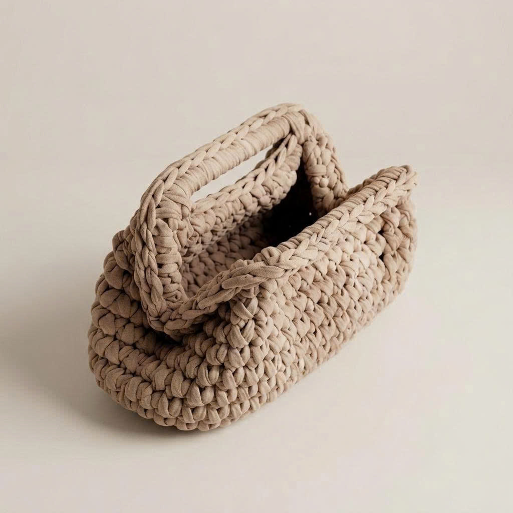 Crochet Clasp Bag Pattern PDF | Step-by-Step Beginner Purse Tutorial | T-Shirt Yarn Handbag Pattern