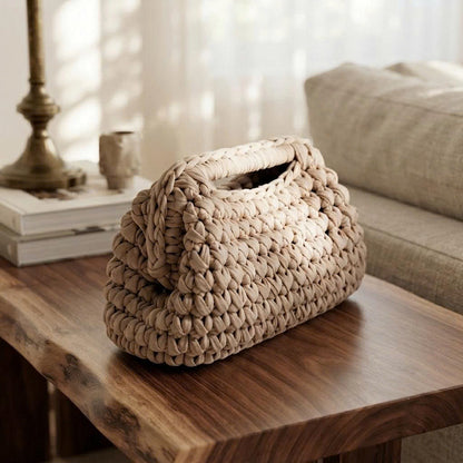 Crochet Clasp Bag Pattern PDF | Step-by-Step Beginner Purse Tutorial | T-Shirt Yarn Handbag Pattern
