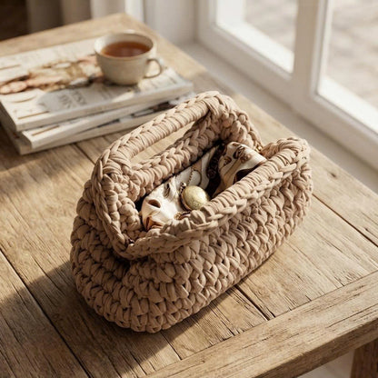 Crochet Clasp Bag Pattern PDF | Step-by-Step Beginner Purse Tutorial | T-Shirt Yarn Handbag Pattern