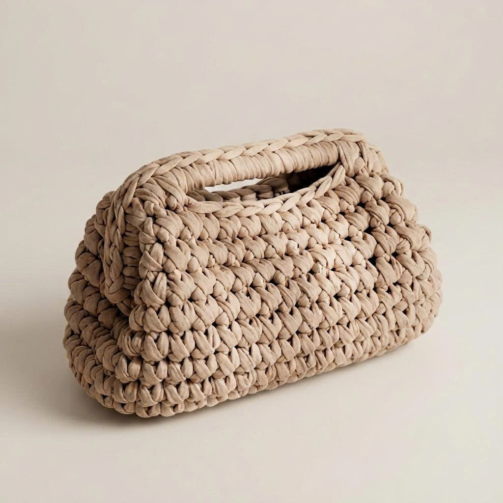 Crochet Clasp Bag Pattern PDF | Step-by-Step Beginner Purse Tutorial | T-Shirt Yarn Handbag Pattern