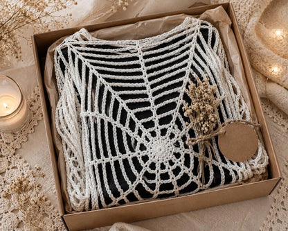 Spider Web Crochet Top Pattern PDF | Step-by-Step Halloween Mesh Sweater Tutorial