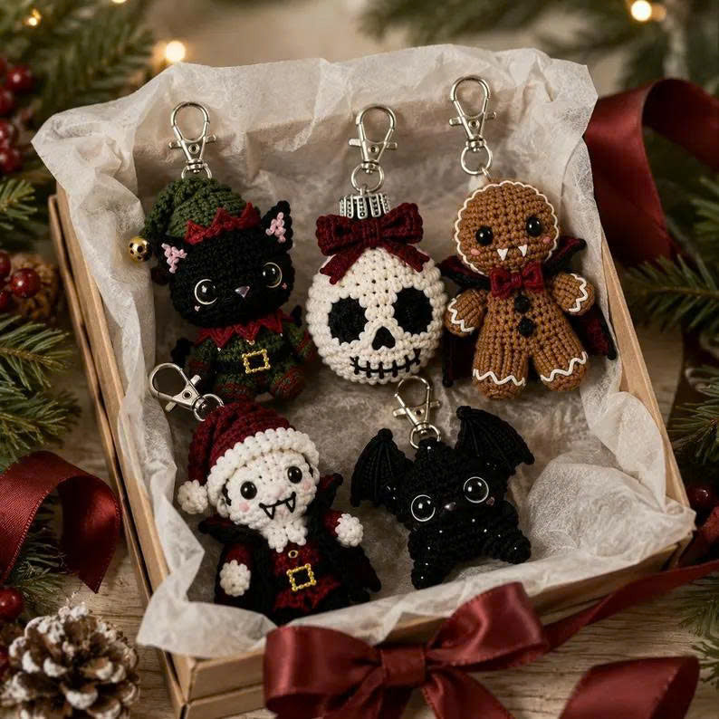 30 Gothic Crochet Keychain Patterns: Holiday Amigurumi PDF Bundle