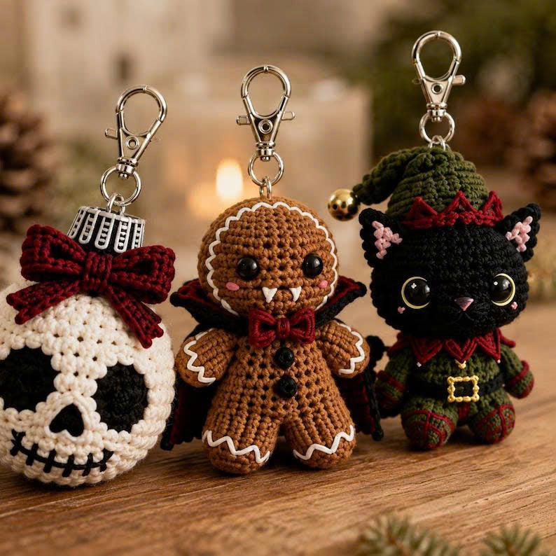 30 Gothic Crochet Keychain Patterns: Holiday Amigurumi PDF Bundle