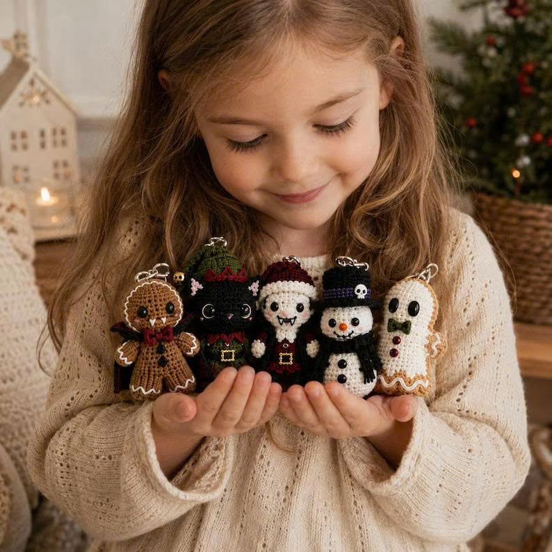 30 Gothic Crochet Keychain Patterns: Holiday Amigurumi PDF Bundle