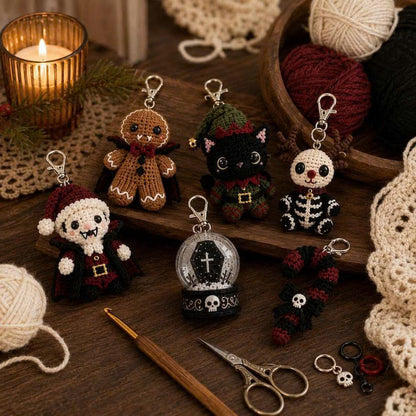 30 Gothic Crochet Keychain Patterns: Holiday Amigurumi PDF Bundle