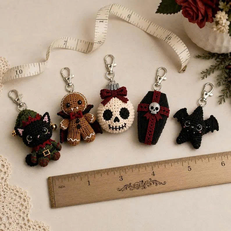 30 Gothic Crochet Keychain Patterns: Holiday Amigurumi PDF Bundle