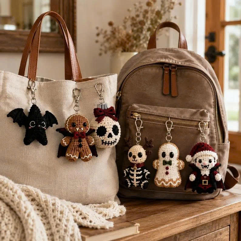 30 Gothic Crochet Keychain Patterns: Holiday Amigurumi PDF Bundle