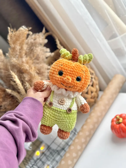 Crochet pattern pumpkin, a plush man pumpkin, cute Halloween decor in PDF In English, pumpkin crochet