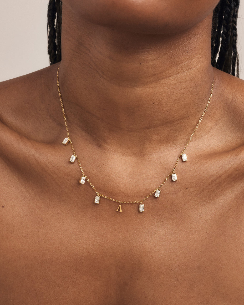 Initial Drop Necklace (Emerald Cut)
