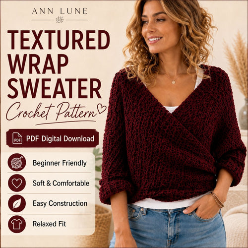 Knit-Look Wrap Sweater with Sleeves Crochet Pattern PDF, Easy Boho Sweater Shrug, Cozy Winter Wrap for Women
