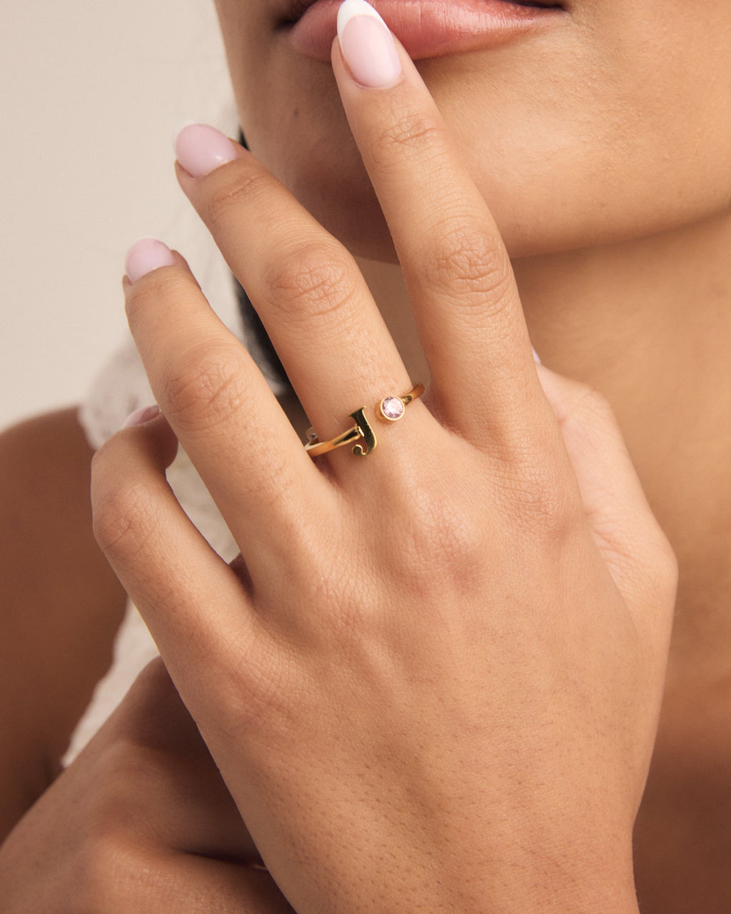 Birthstone Initial Ring