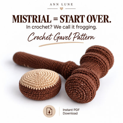 Crochet Gavel Pattern PDF – Judge Gavel Amigurumi, Courtroom Crochet Pattern, Lawyer & Justice Gift