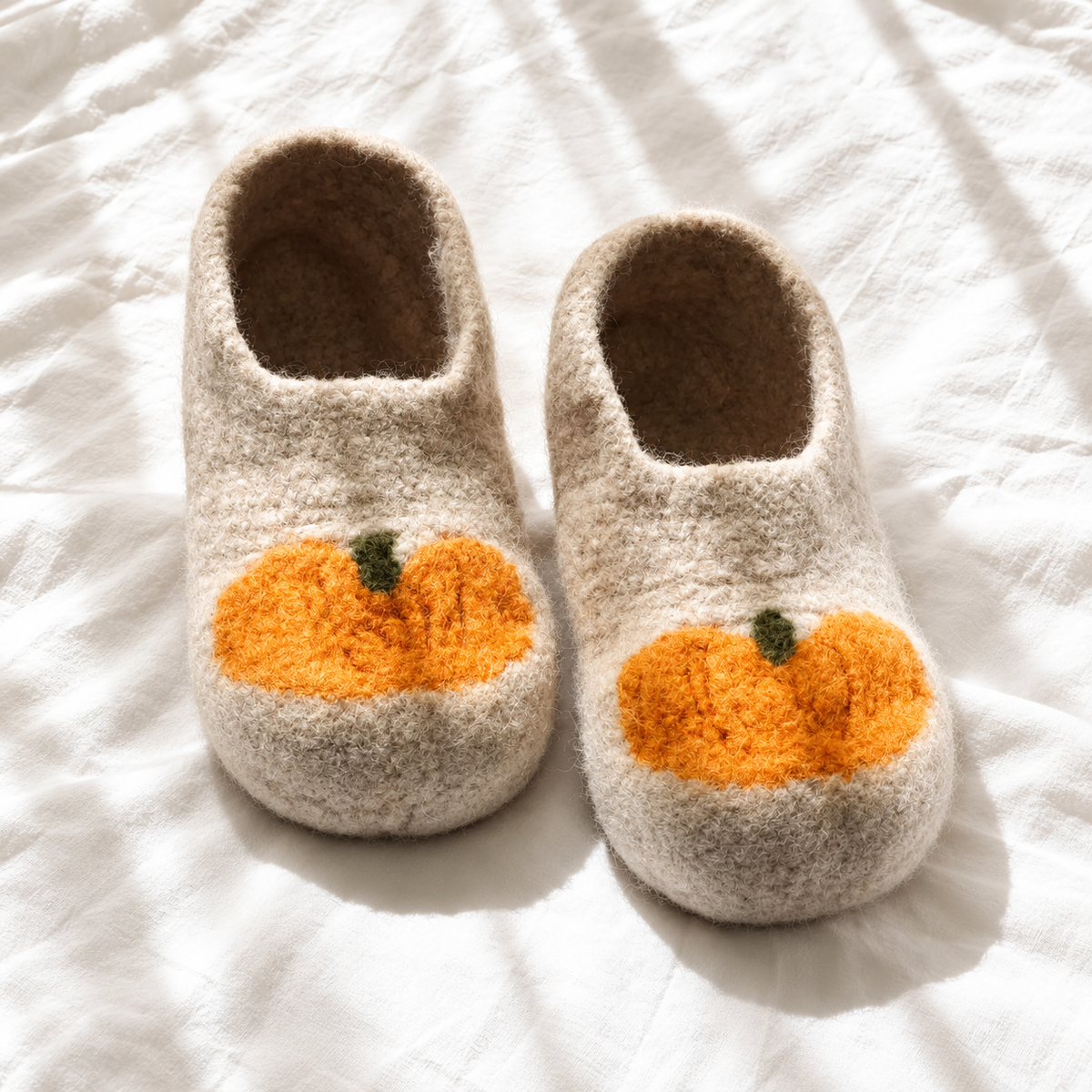 Felted Crochet Slippers Pattern PDF – Pumpkin Halloween Slippers