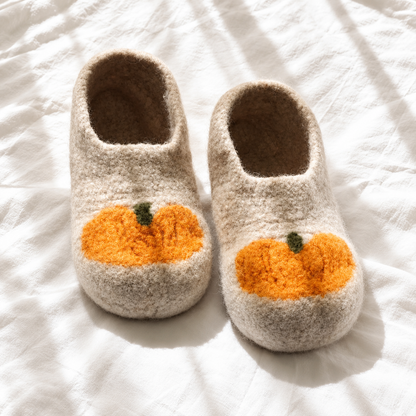 Felted Crochet Slippers Pattern PDF – Pumpkin Halloween Slippers