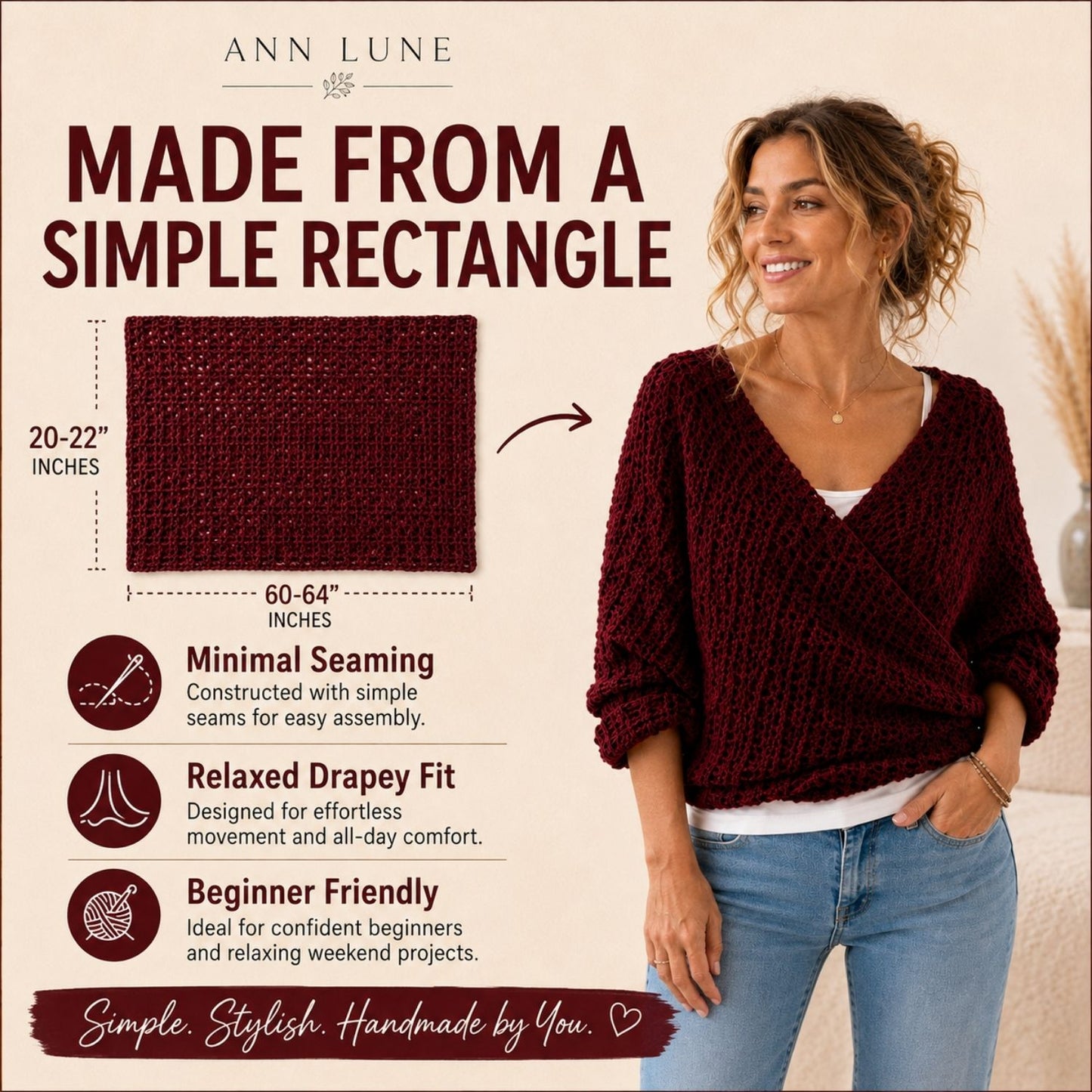 Knit-Look Wrap Sweater with Sleeves Crochet Pattern PDF, Easy Boho Sweater Shrug, Cozy Winter Wrap for Women