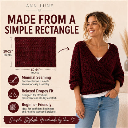 Knit-Look Wrap Sweater with Sleeves Crochet Pattern PDF, Easy Boho Sweater Shrug, Cozy Winter Wrap for Women