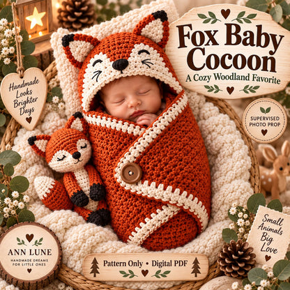 Woodland Animal Baby Cocoon Crochet Pattern Bundle – 10-in-1 Newborn Photo Prop PDF