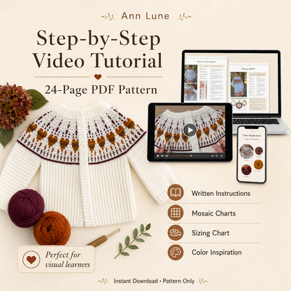 Happy Hearts Baby & Kids Crochet Cardigan Pattern PDF, Heart Cardigan Pattern, Sizes 0–10, Video Tutorial
