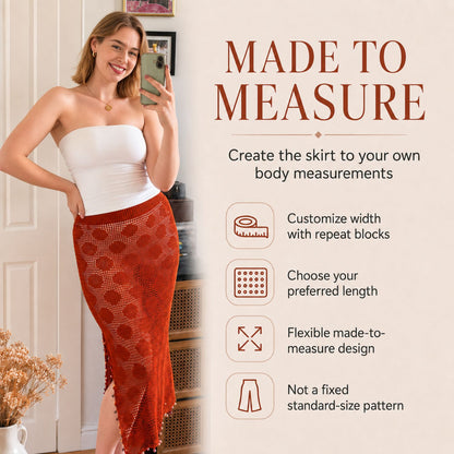 Filet Crochet Polka Dot Skirt Pattern PDF – Made-to-Measure Crochet Maxi Skirt, Side Split & Scalloped Hem