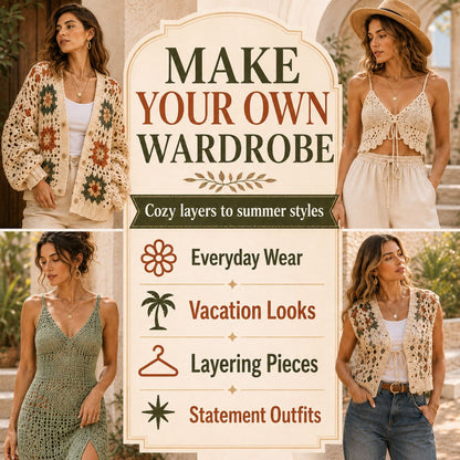 500+ Women’s Crochet Pattern Bundle PDF – Cardigans, Sweaters, Tops, Dresses & Accessories