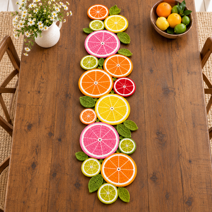 Citrus Slice Table Runner Crochet Pattern – Colorful Fruit PDF Pattern