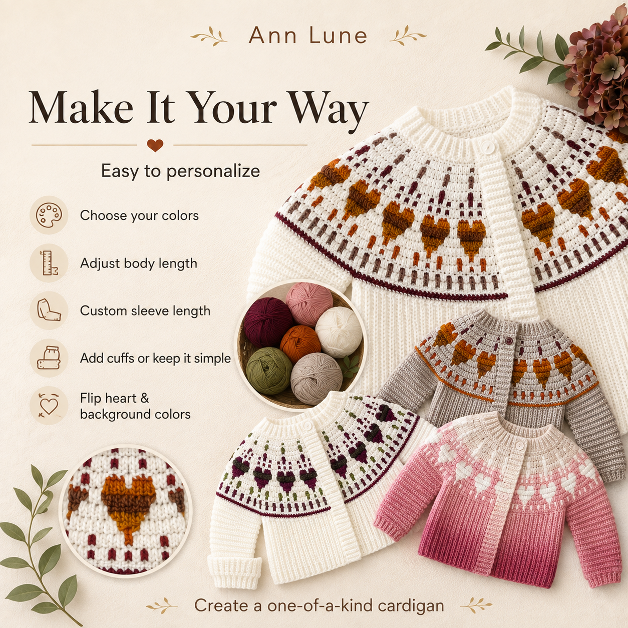 Happy Hearts Baby & Kids Crochet Cardigan Pattern PDF, Heart Cardigan Pattern, Sizes 0–10, Video Tutorial