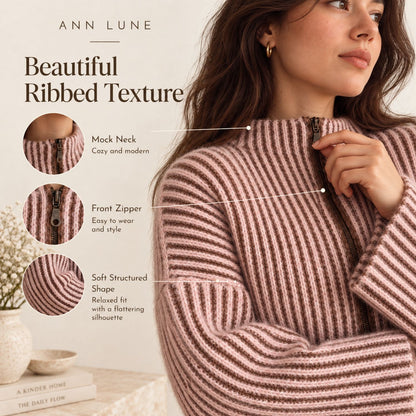 Ribera Zip-Up Sweater Crochet Pattern PDF – Made-to-Measure Ribbed Cardigan