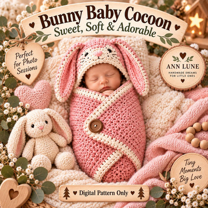 Woodland Animal Baby Cocoon Crochet Pattern Bundle – 10-in-1 Newborn Photo Prop PDF