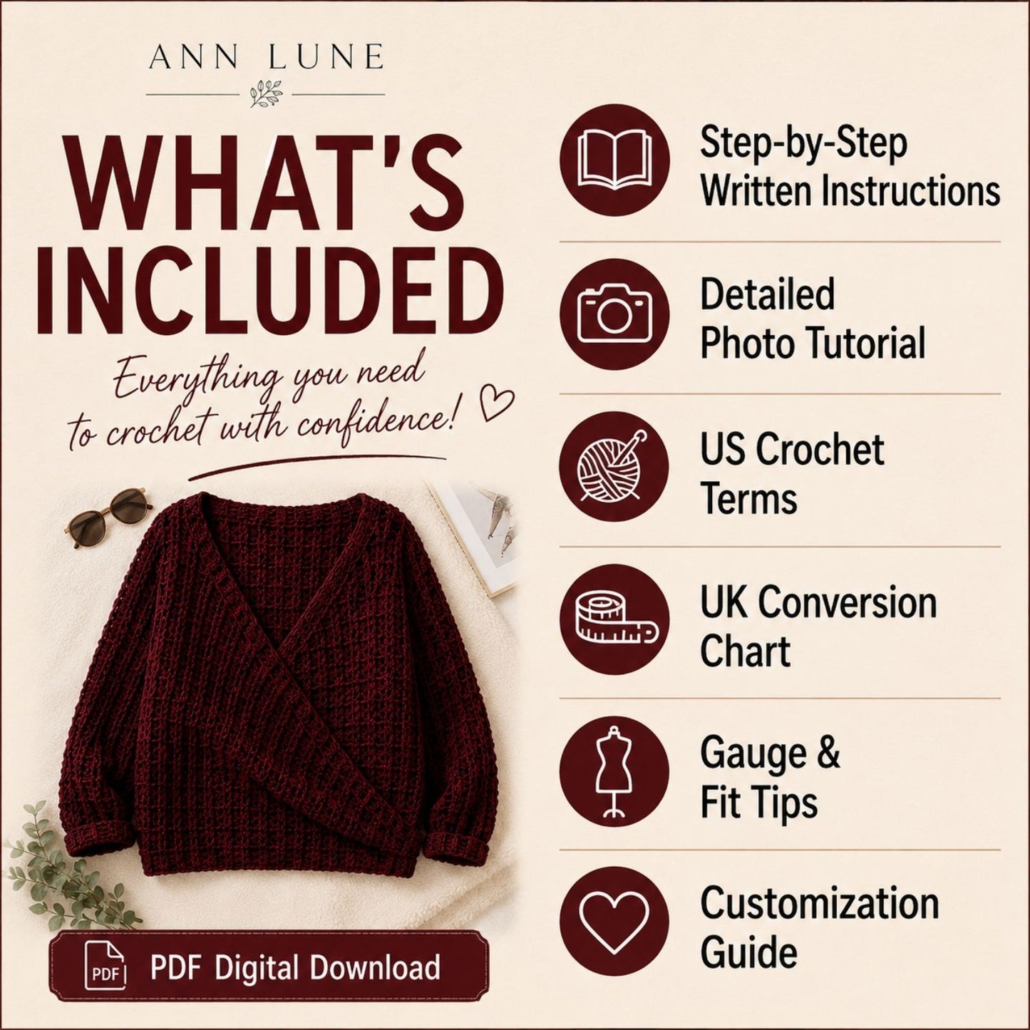 Knit-Look Wrap Sweater with Sleeves Crochet Pattern PDF, Easy Boho Sweater Shrug, Cozy Winter Wrap for Women