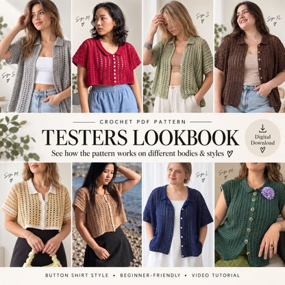 Made-to-Measure Lace Crochet Shirt Pattern PDF – Button-Up Mesh Cardigan, Beginner-Friendly Crochet Top