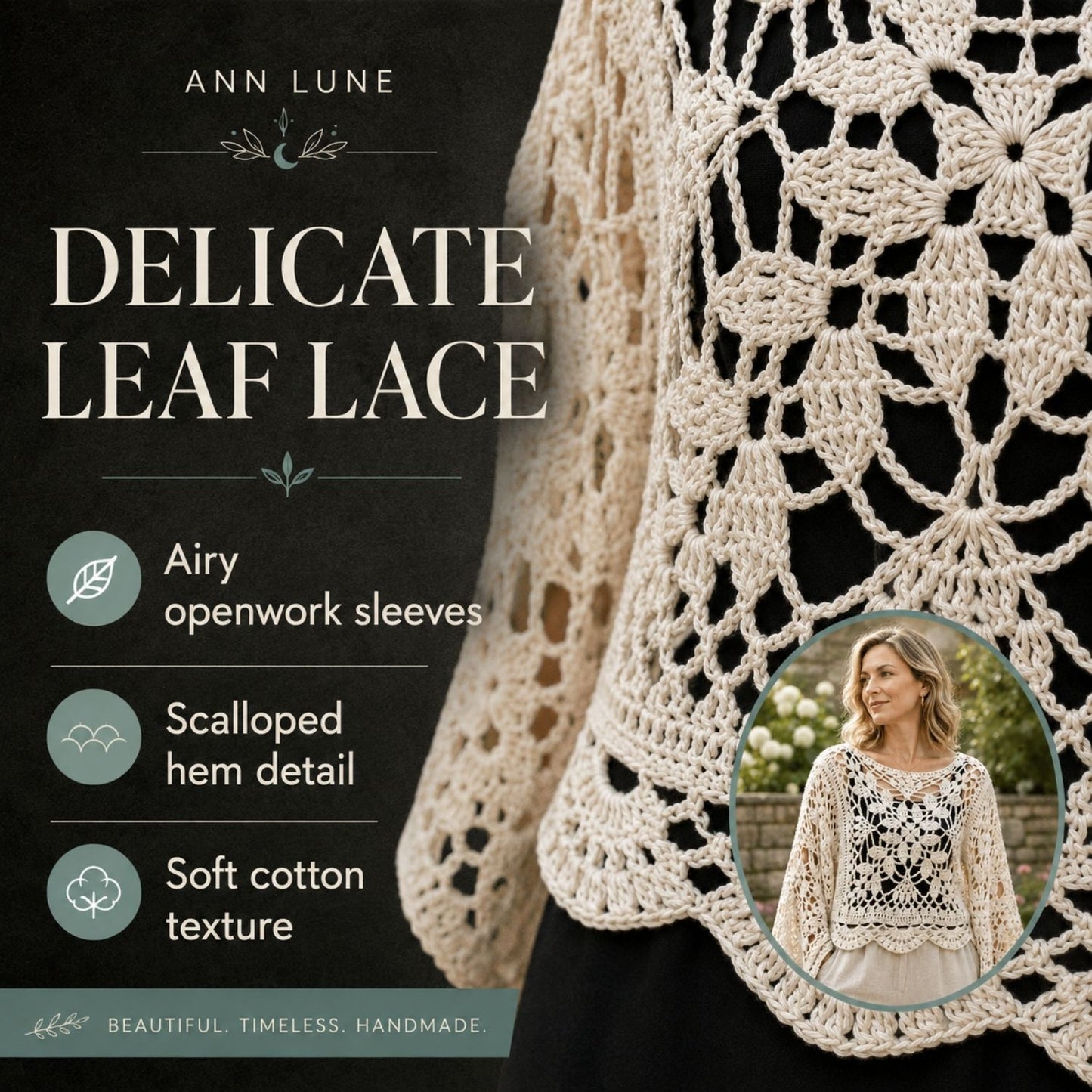 Laurel Top Crochet Pattern PDF + Video Tutorial, 6-Square Motif Crochet Sweater, Oversized Openwork Top Pattern