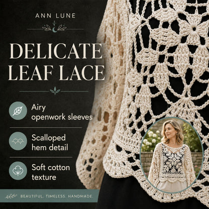 Laurel Top Crochet Pattern PDF + Video Tutorial, 6-Square Motif Crochet Sweater, Oversized Openwork Top Pattern
