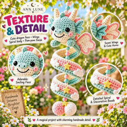 5-in-1 Crochet Dragon Spiral Hanging Pattern PDF – Dragon Ornament & Fantasy Decor Bundle