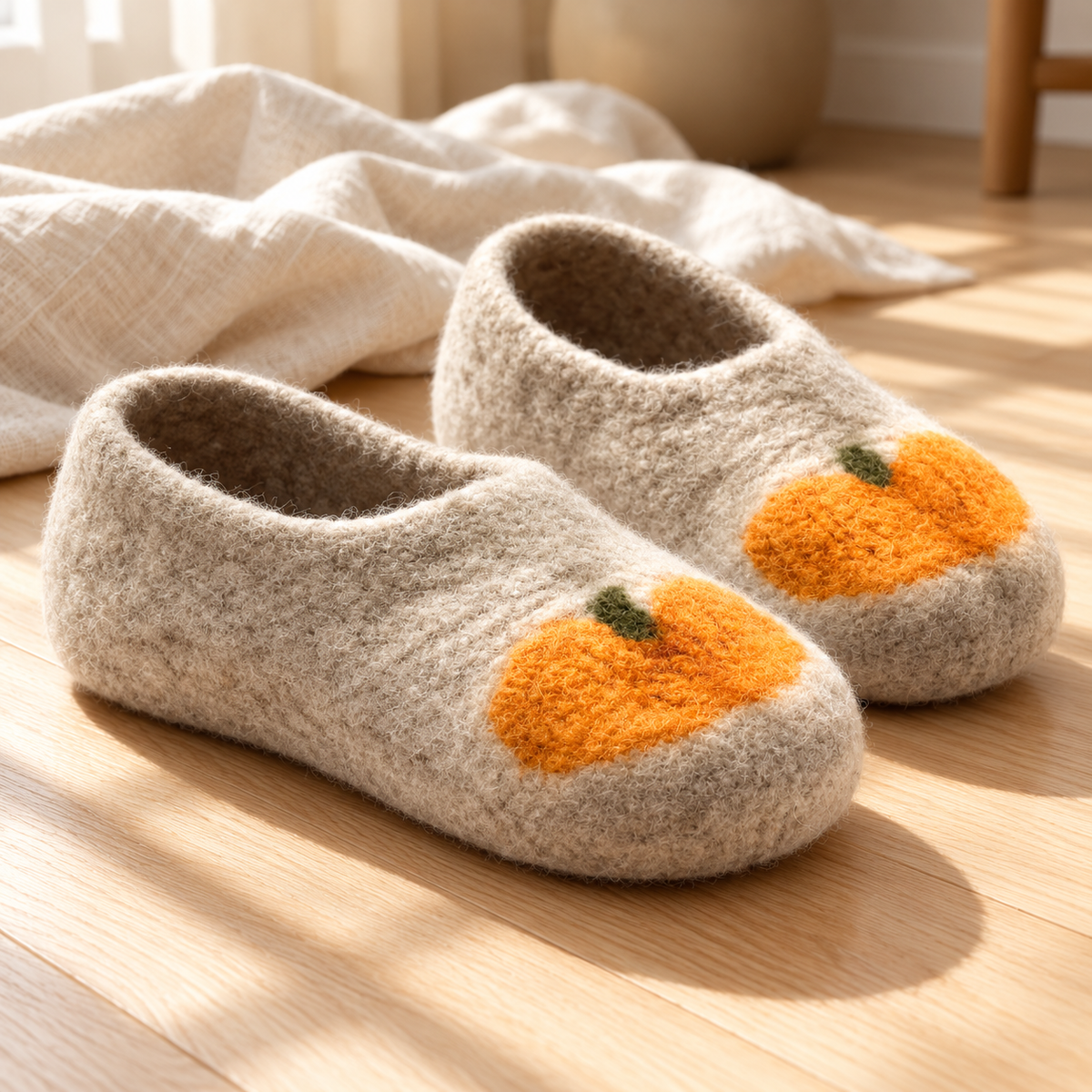 Felted Crochet Slippers Pattern PDF – Pumpkin Halloween Slippers